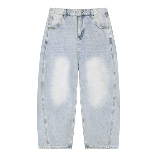 Men' Vintage Wash Sunfade Barrel Leg Jeans