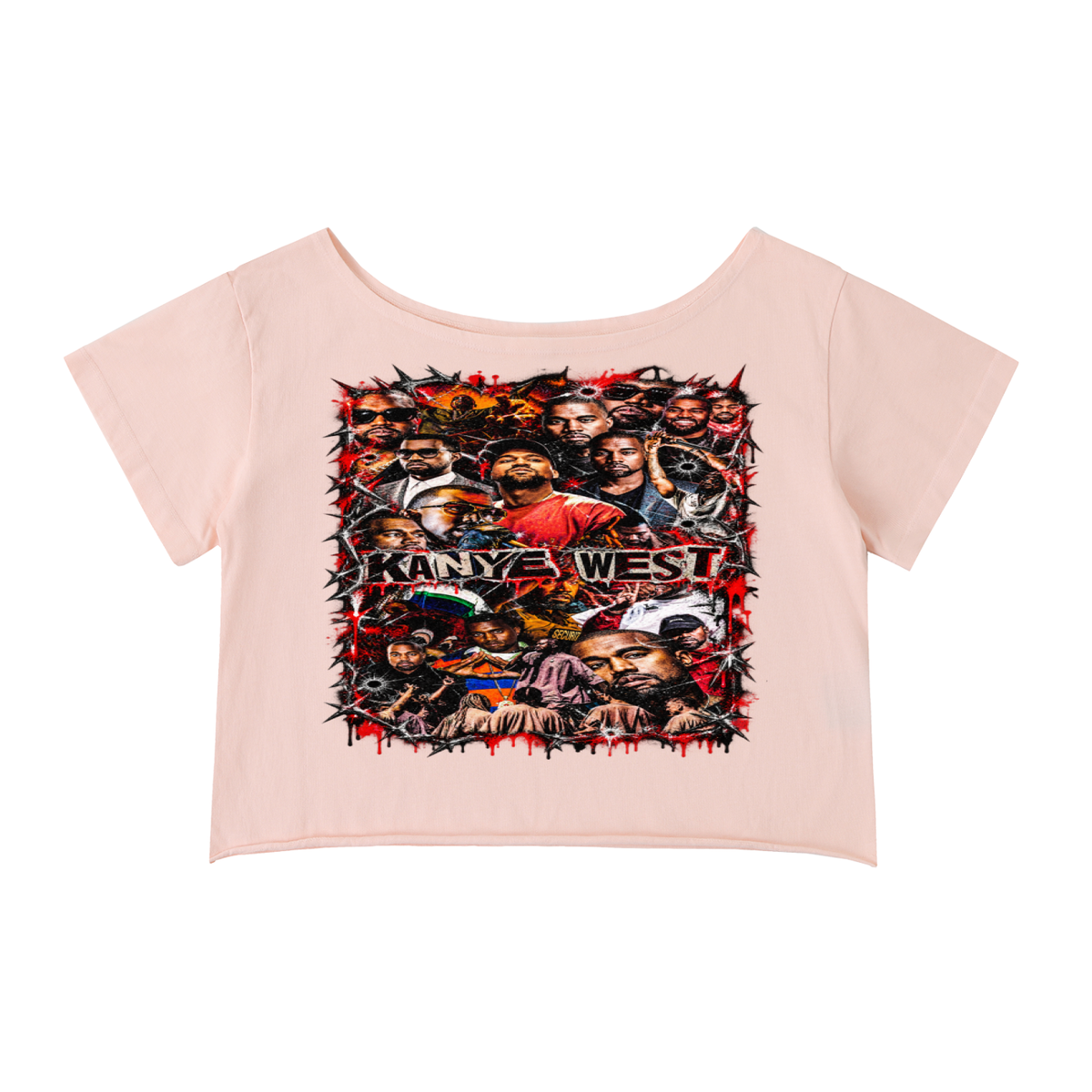 Kanye' Off-Shoulder Rolled Hem T-Shirt