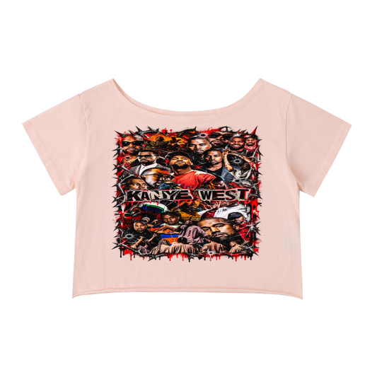 Kanye' Off-Shoulder Rolled Hem T-Shirt