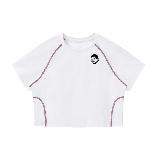 Overachievers Club' Women's Contrast Stitch Raglan Crop T-Shirt