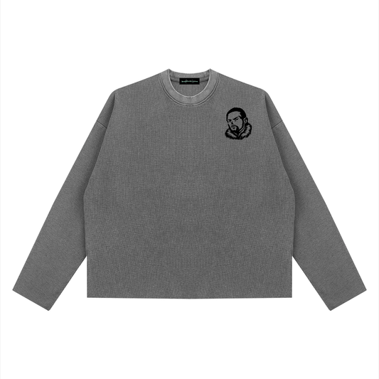 Overachievers Club' Vintage Wash Boxy Waffle Raw Edge Long Sleeve Tee