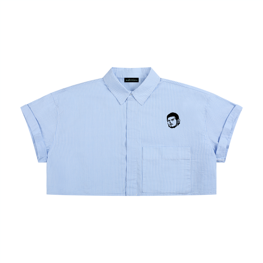 Overachievers Club' Women’s Striped Boxy Cropped Shirt