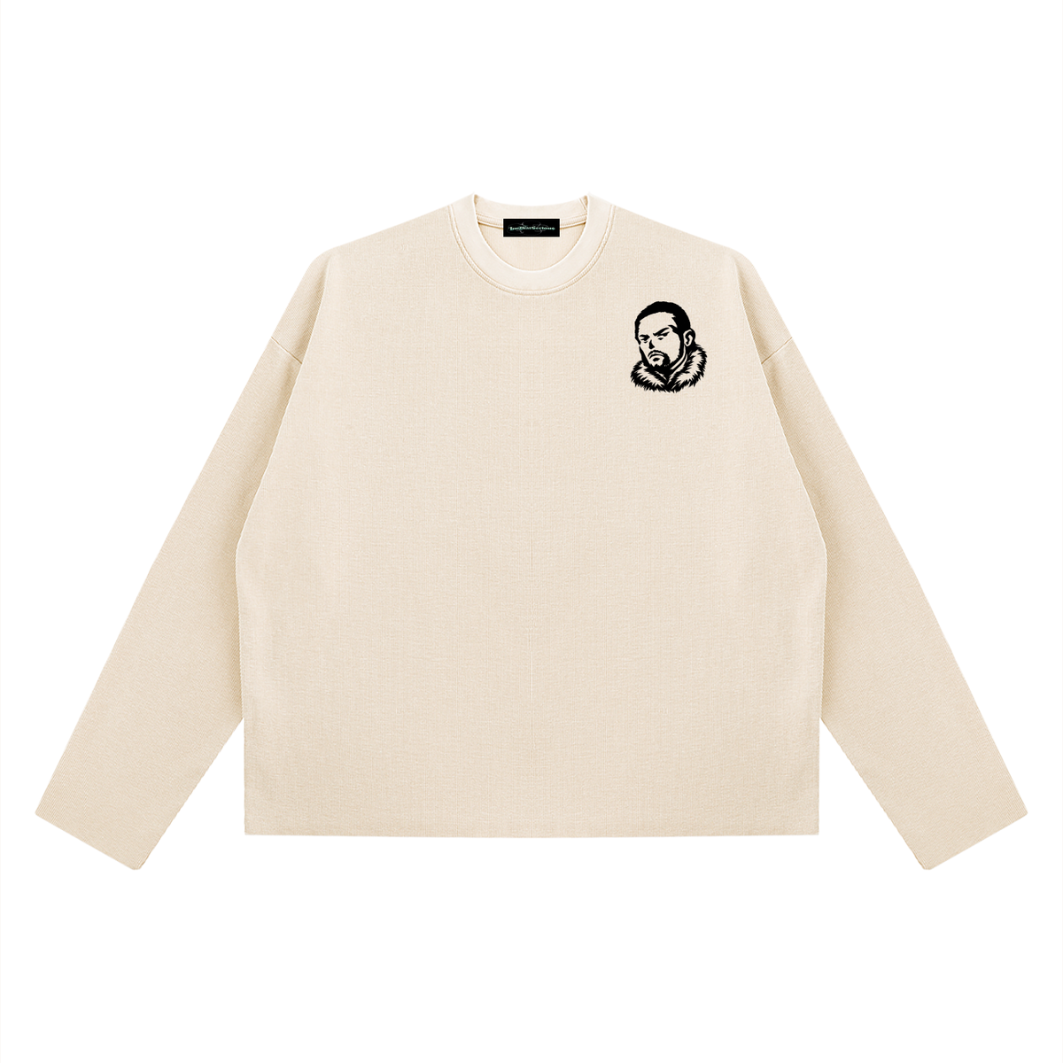Overachievers Club' Vintage Wash Boxy Waffle Raw Edge Long Sleeve Tee