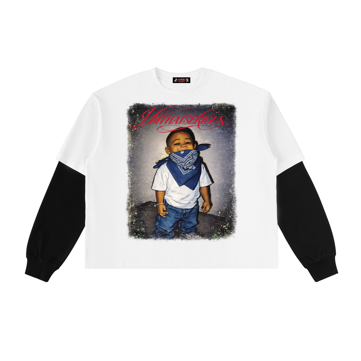 Layered Contrast Sleeve Cotton T-Shirt