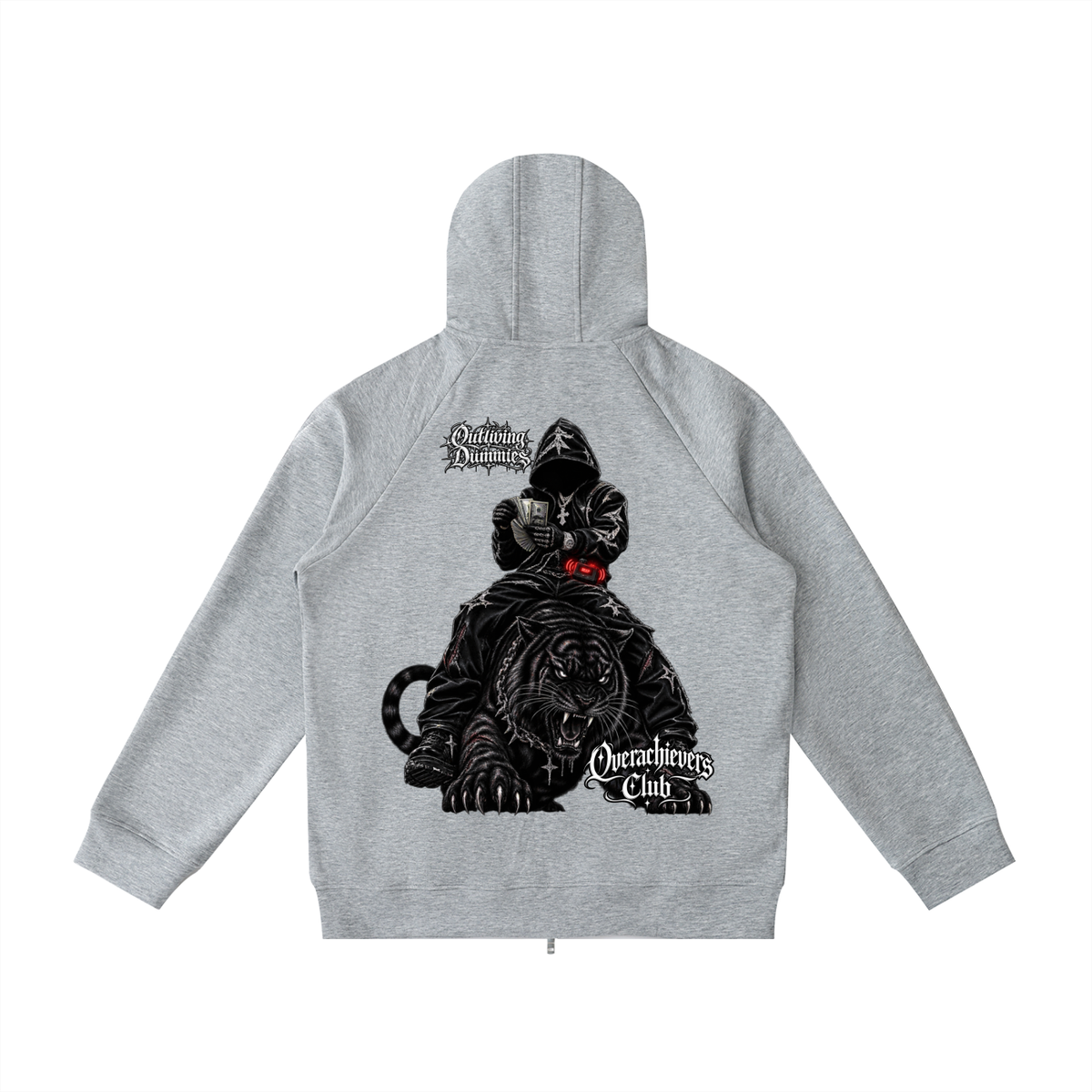 Overachievers Club' High Neck  Zip-Up Hoodie, Sweatpant & Sweatshirt Fit