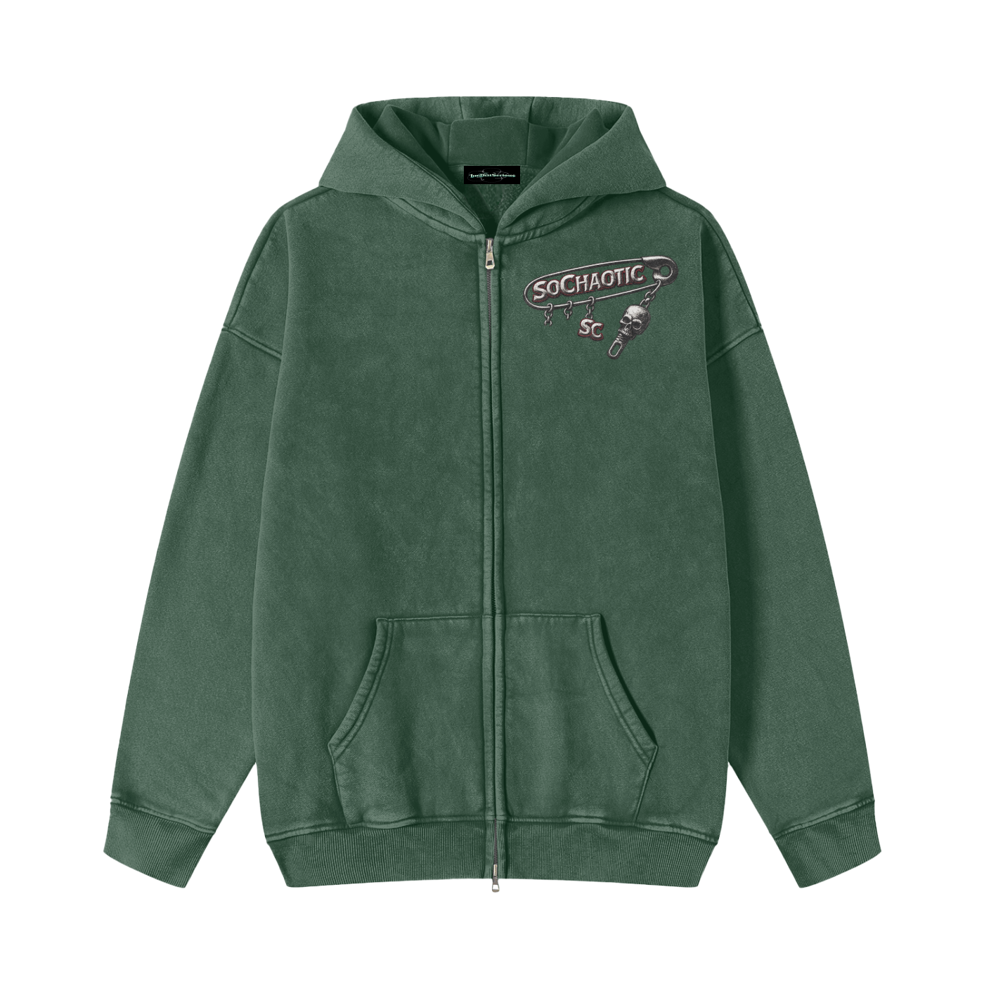 SoChaotic' Snow Washed Zip Fleece Hoodie Fit