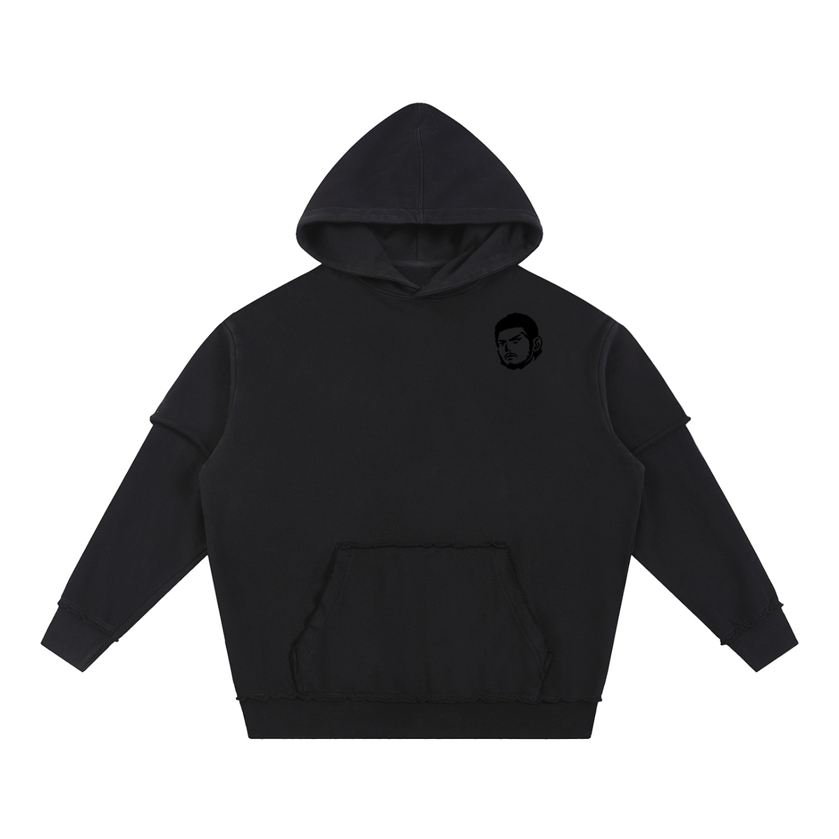 Overachievers Club' Snow Washed Raw Edge Double Layered Hoodie & Sweatpant