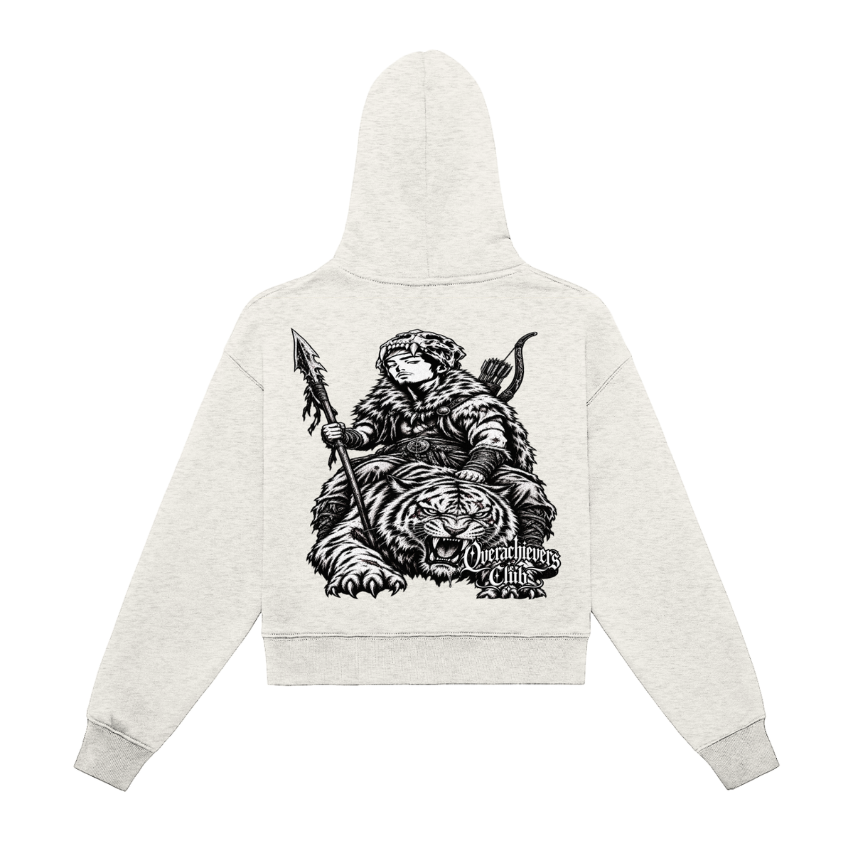 Overachievers Club' Fleeced Zip-Up Cropped Hoodie