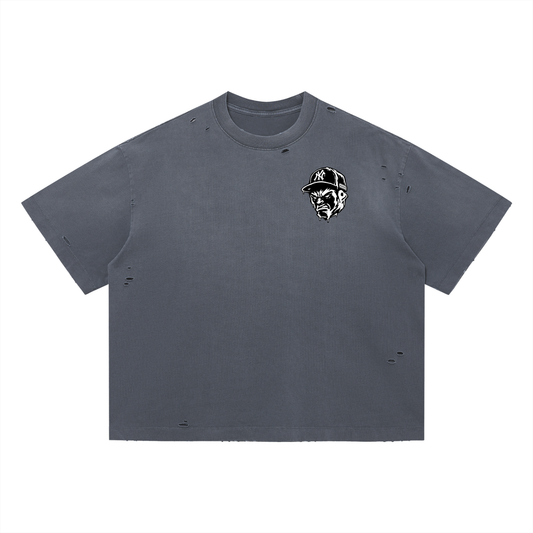 Overachievers Club' Vintage Washed Distressed Boxy Oversized T-Shirt & Shorts
