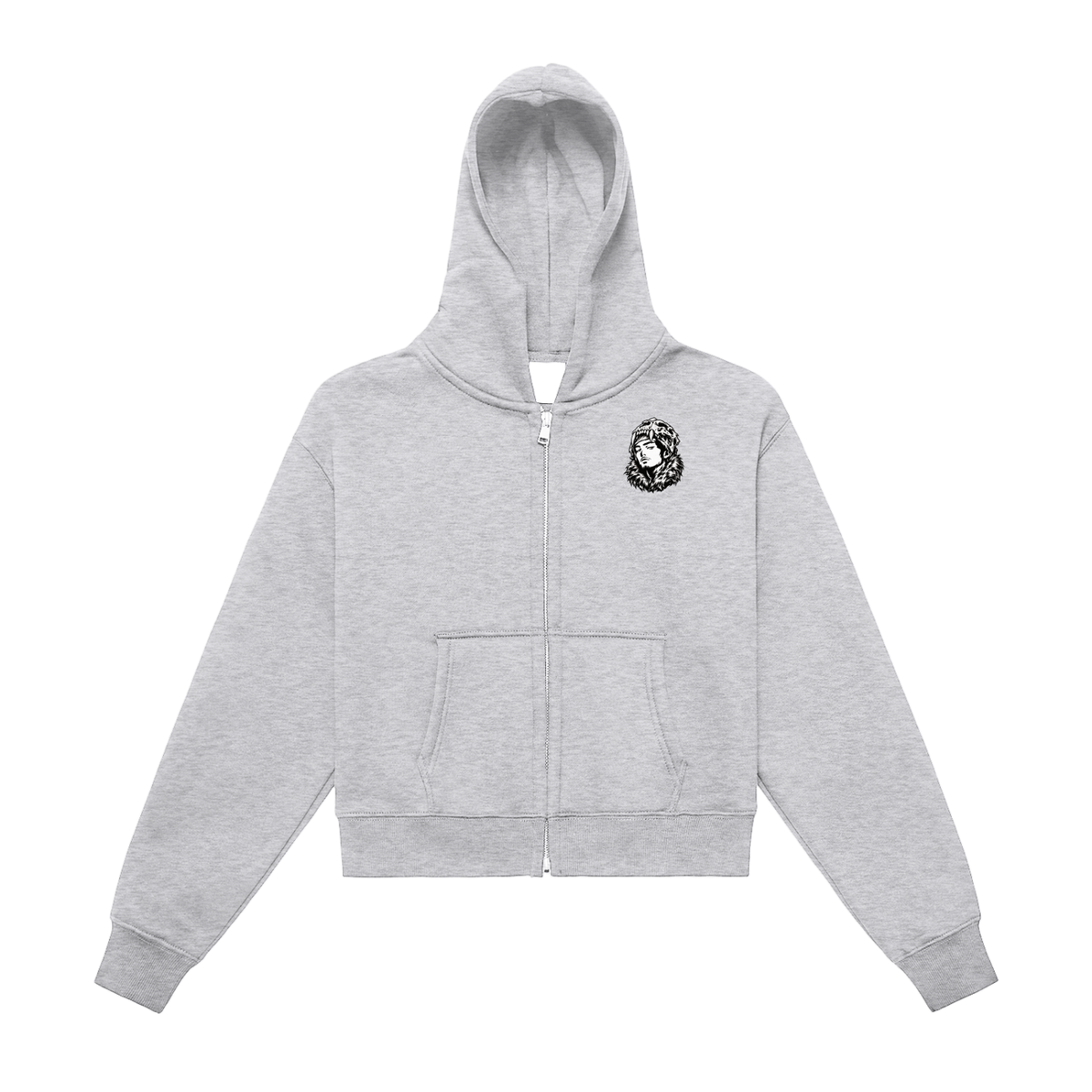 Overachievers Club' Fleeced Zip-Up Cropped Hoodie
