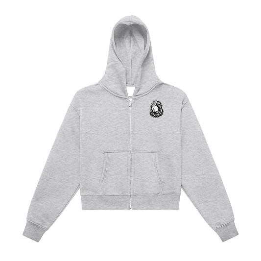Overachievers Club' Fleeced Zip-Up Cropped Hoodie