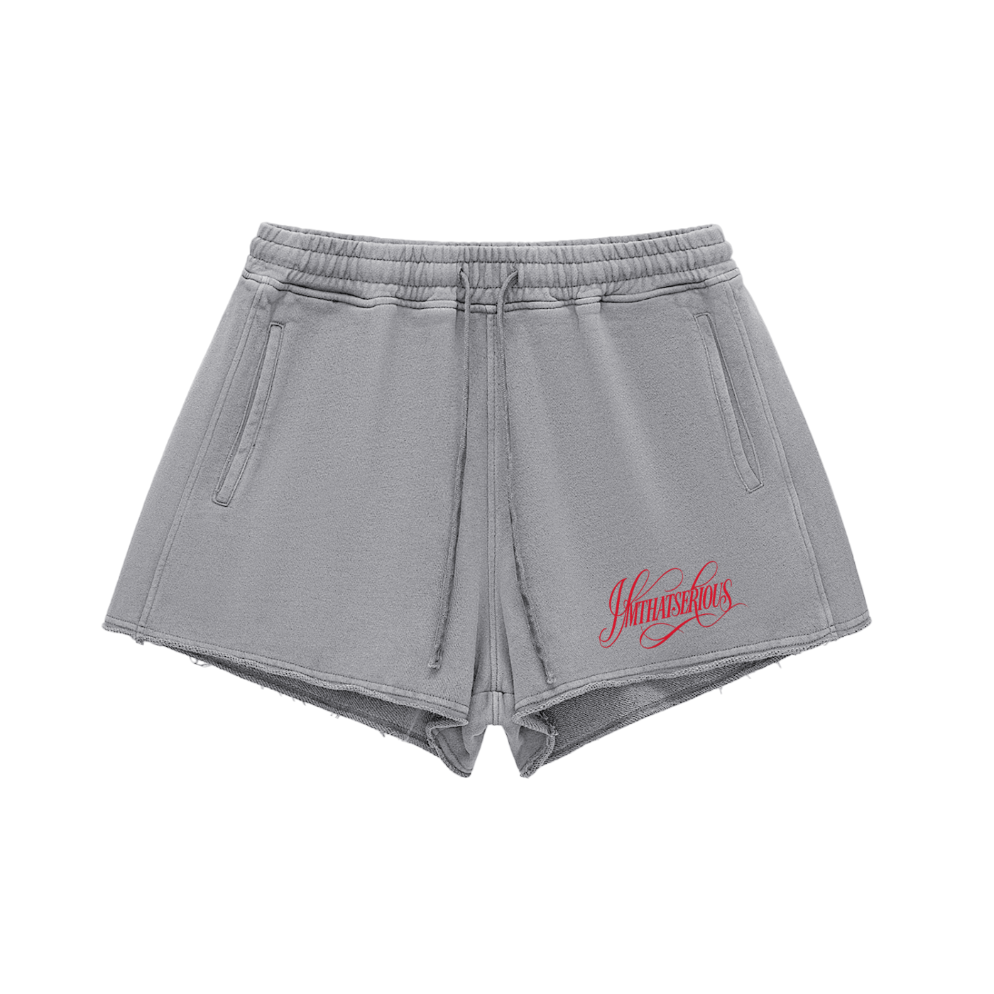 Snow Washed Raw Edge Drawstring Shorts