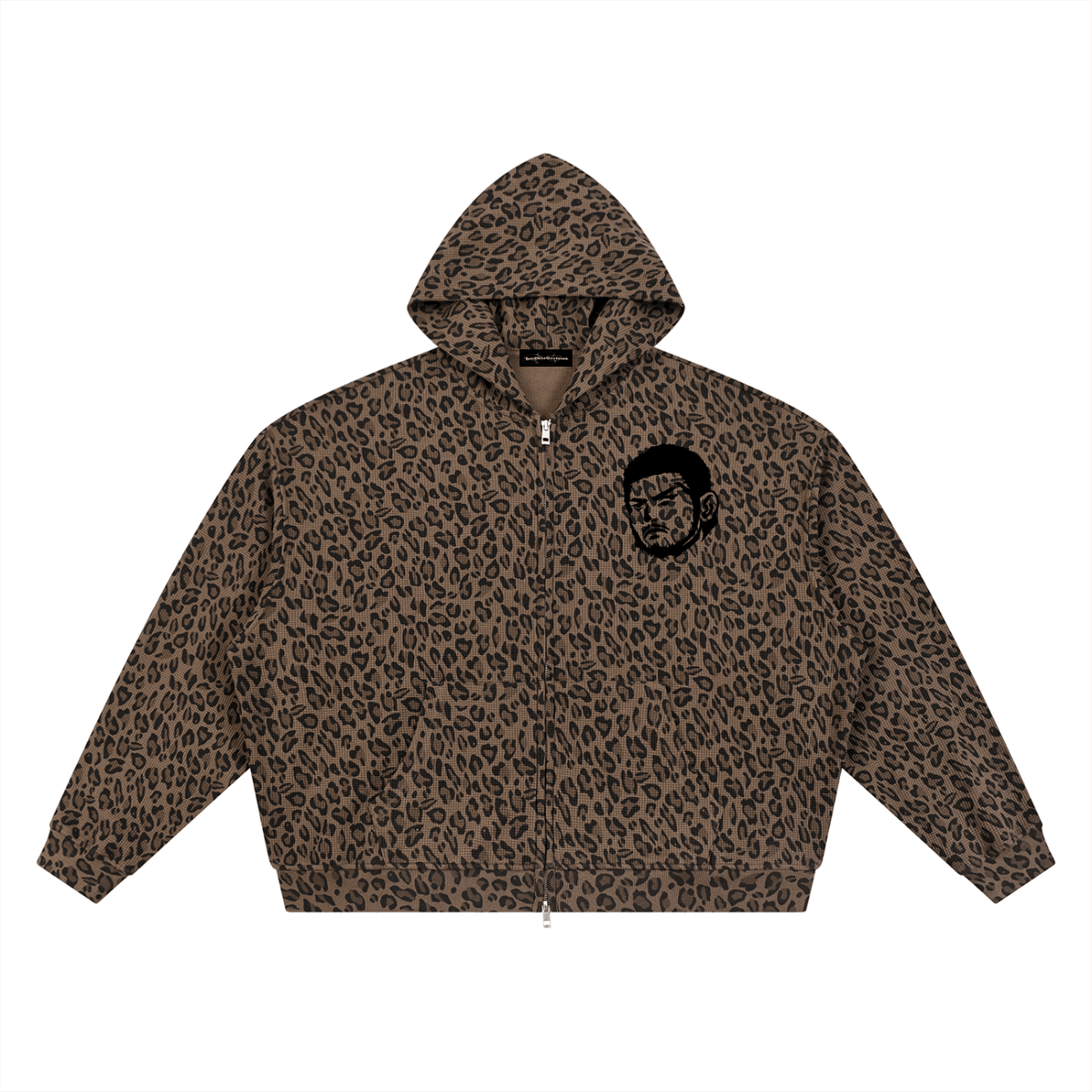 Overachievers Club' Leopard Print Waffle Full Zip Hoodie - ImThatSerious