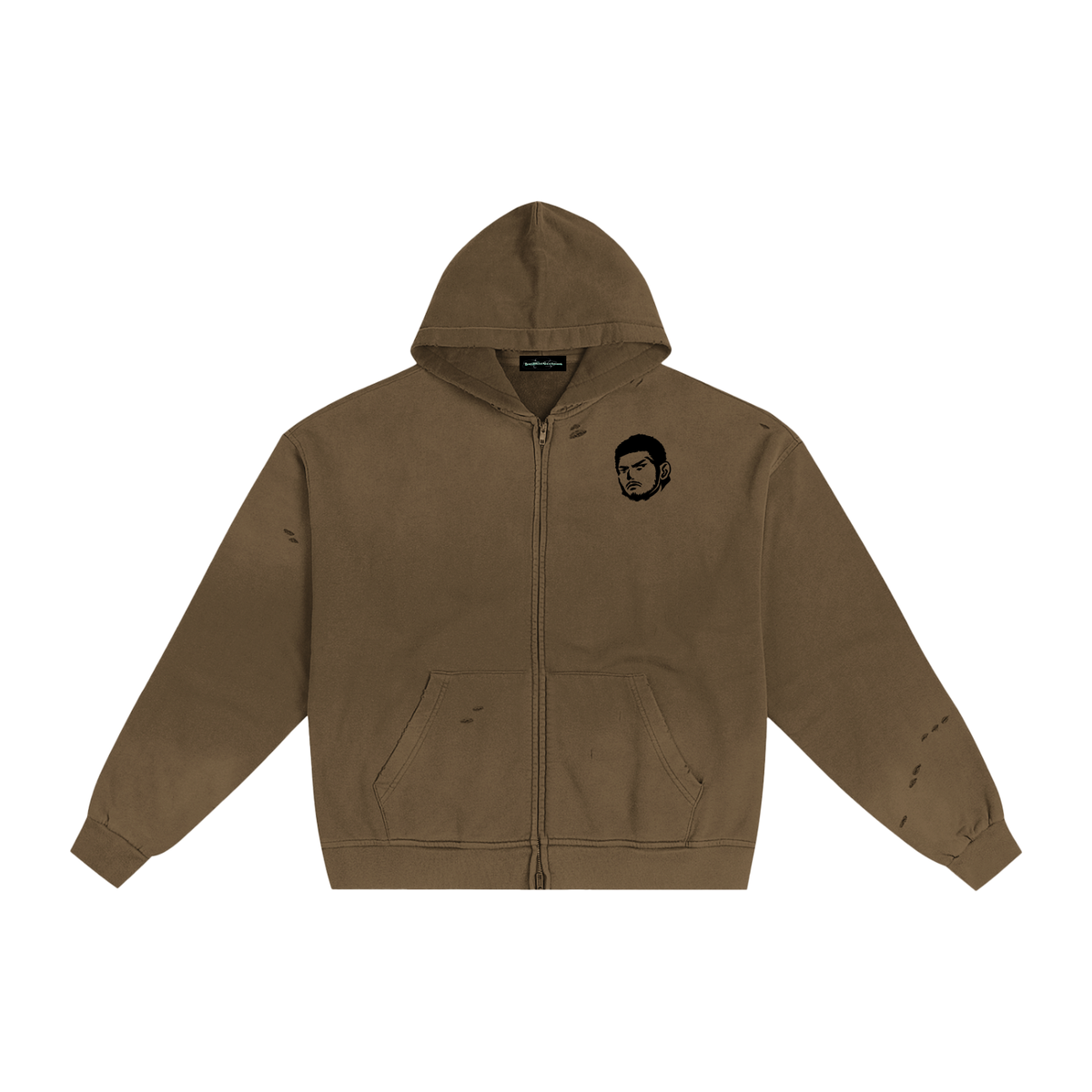 Overachievers Club' Hand-Frayed Sunfade Zip Hoodie