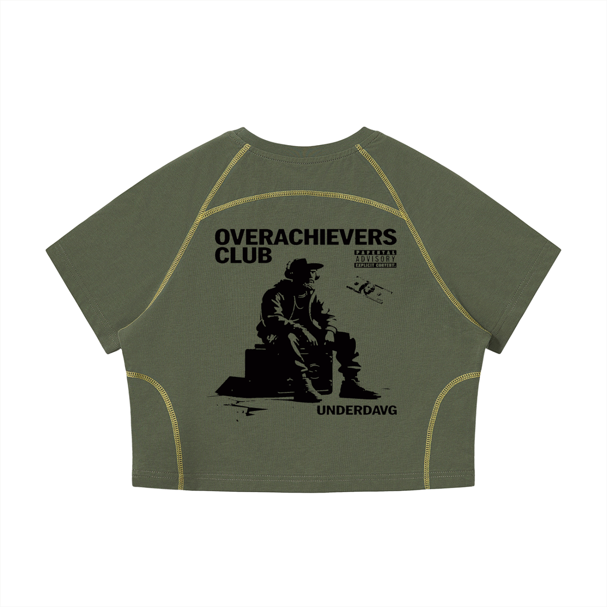 Overachievers Club' Women's Contrast Stitch Raglan Crop T-Shirt