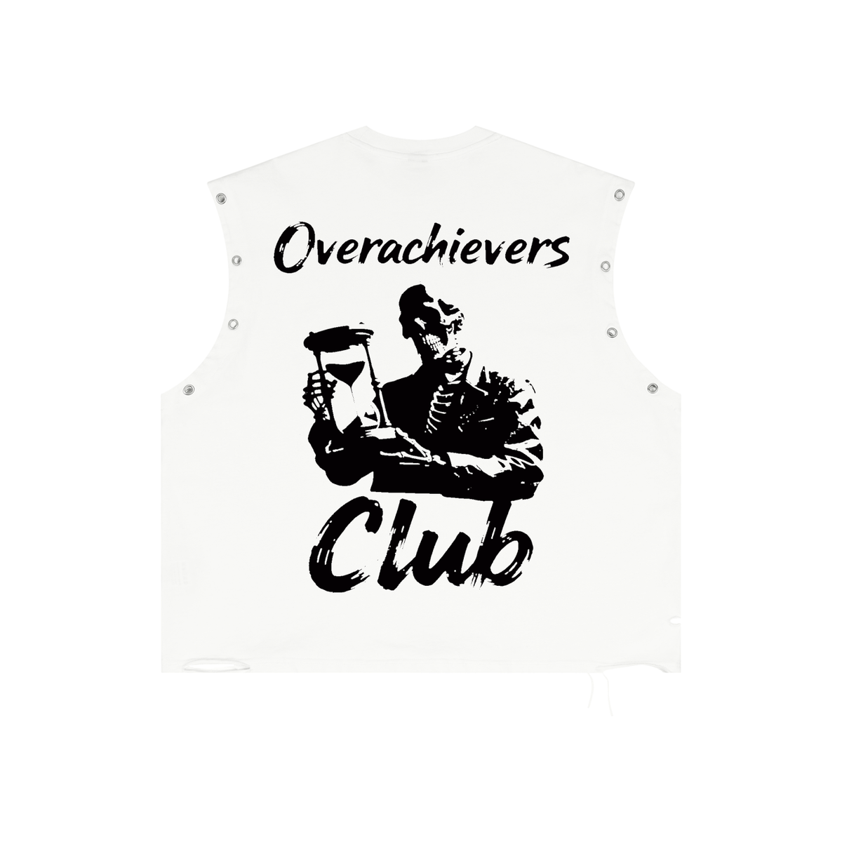 Overachievers Club' Distressed Grommet Eyelet Tank Top