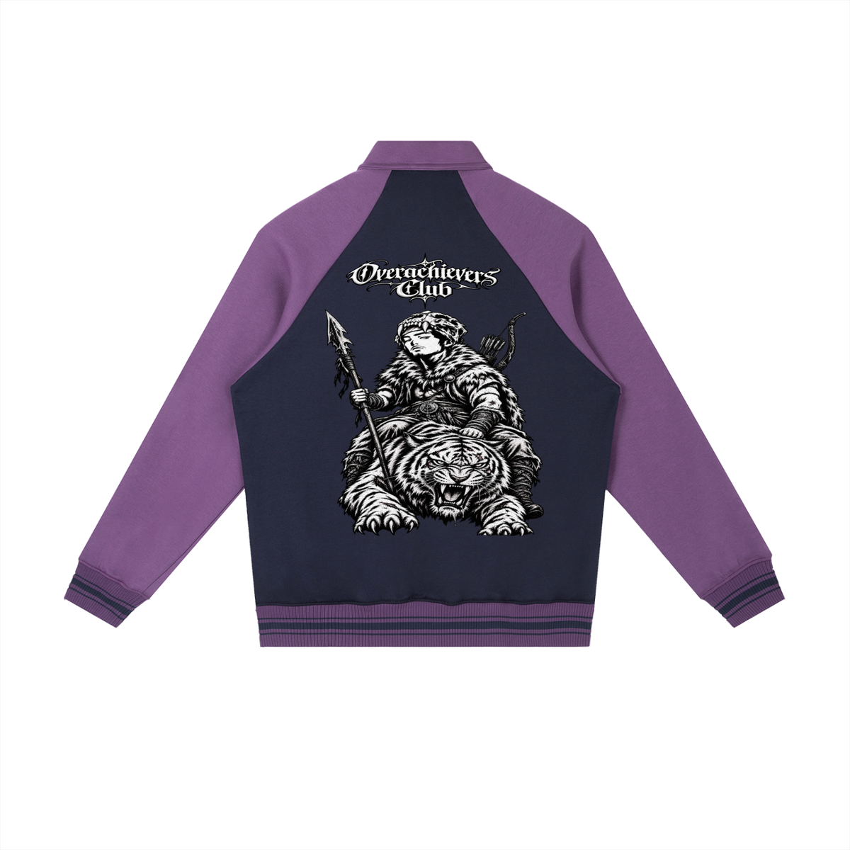 Overachievers Club' Contrast Raglan Sleeve Baseball Jacket & Sweatpant