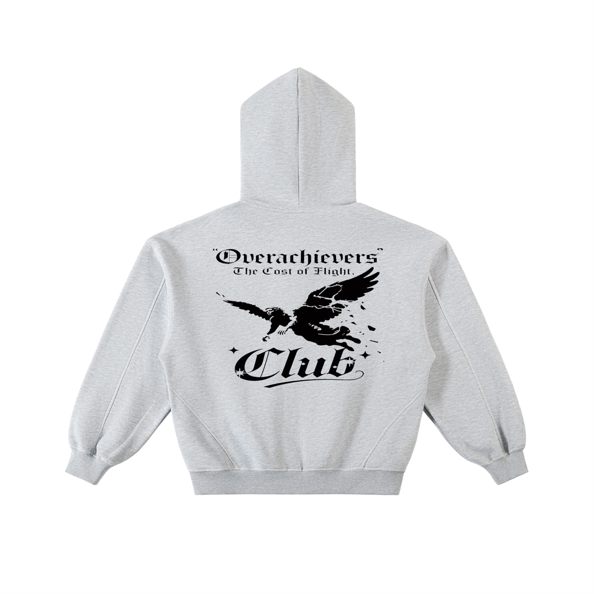 Overachievers Club' Contrast-Stitched Boxy Fleece Zip Hoodie & Sweatpant