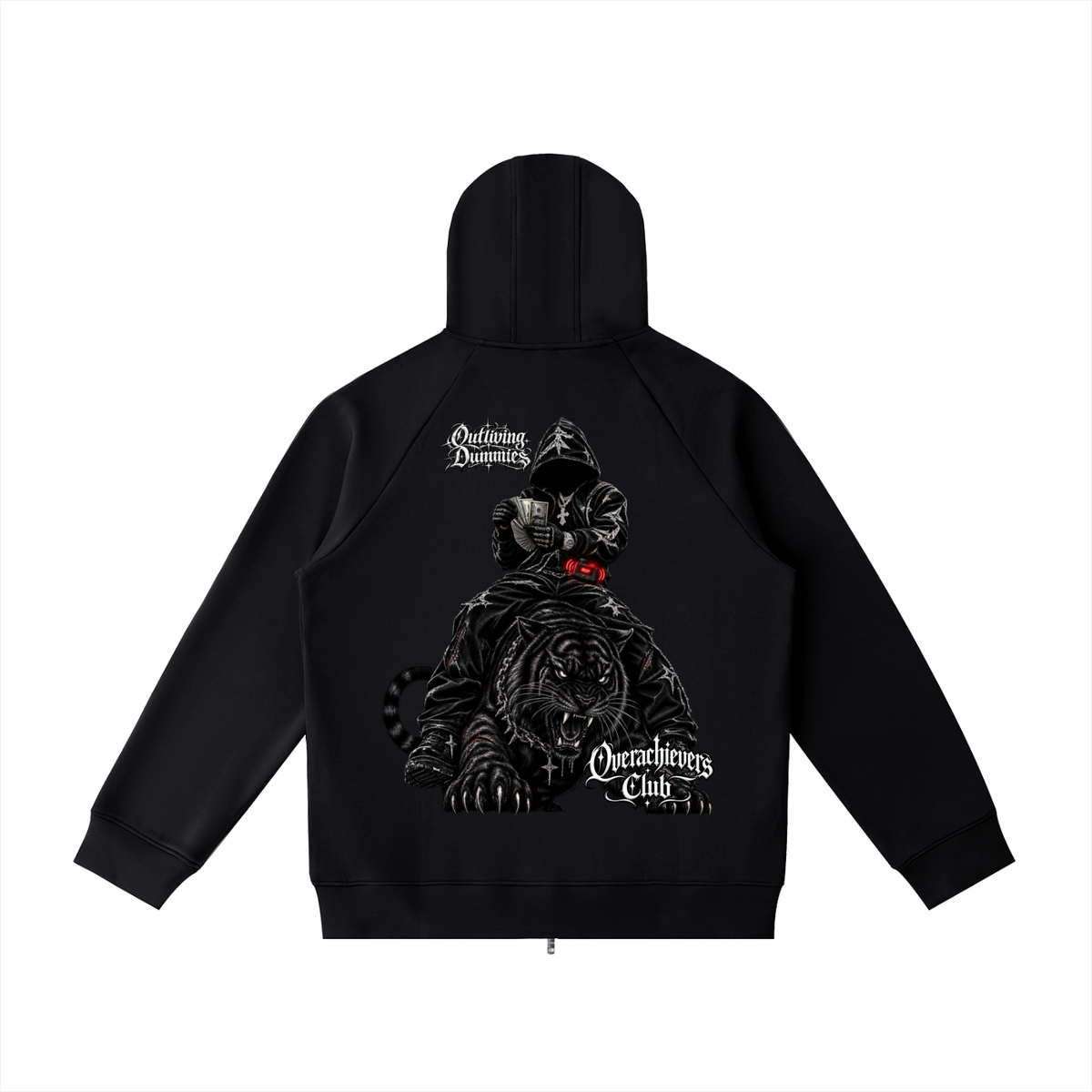 Overachievers Club' High Neck  Zip-Up Hoodie, Sweatpant & Sweatshirt Fit