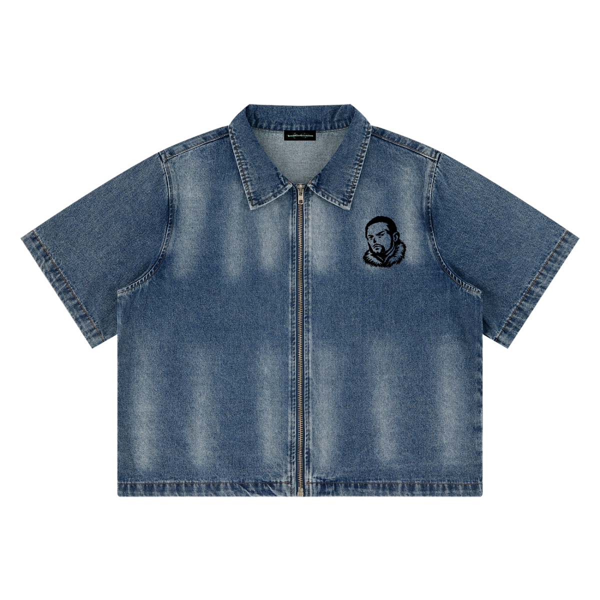 Overachievers Club' Vintage Washed Full-Zip Denim Shirt