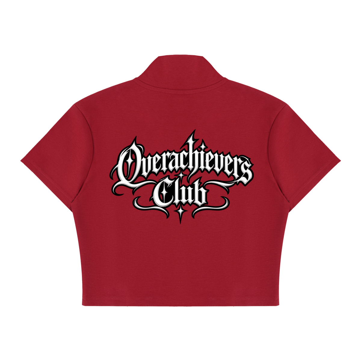 Overachievers Club' Women's Cropped Full Zip Short Sleeve T-Shirt