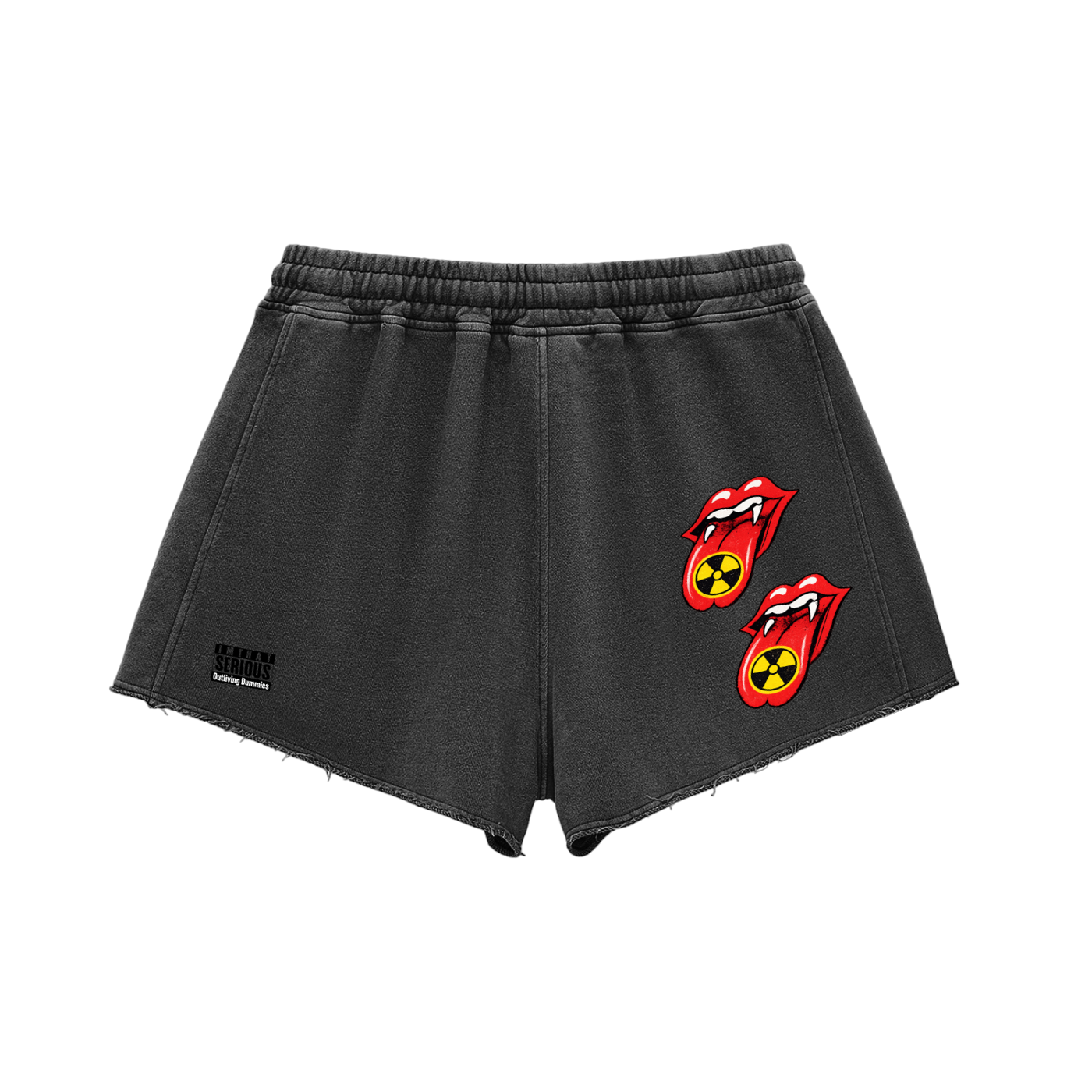 Snow Washed Raw Edge Drawstring Shorts