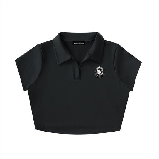 Overachievers Club' V-Neck Lapel Crop Top & Skirt