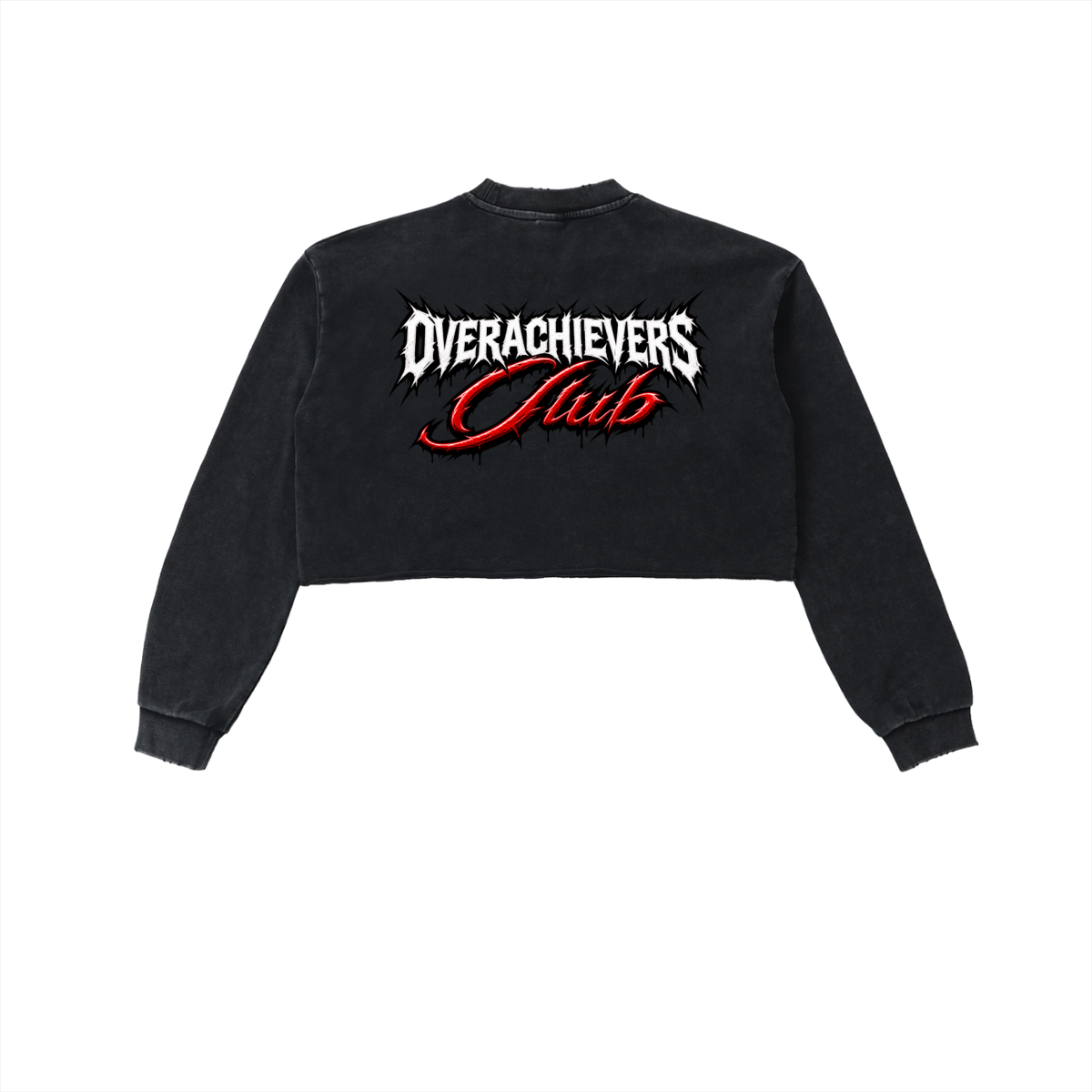 Youngboy' Snow Washed Raw Edge Cropped Sweatshirt