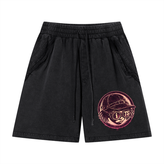 Unisex Vintage Wash Raw Edge Shorts