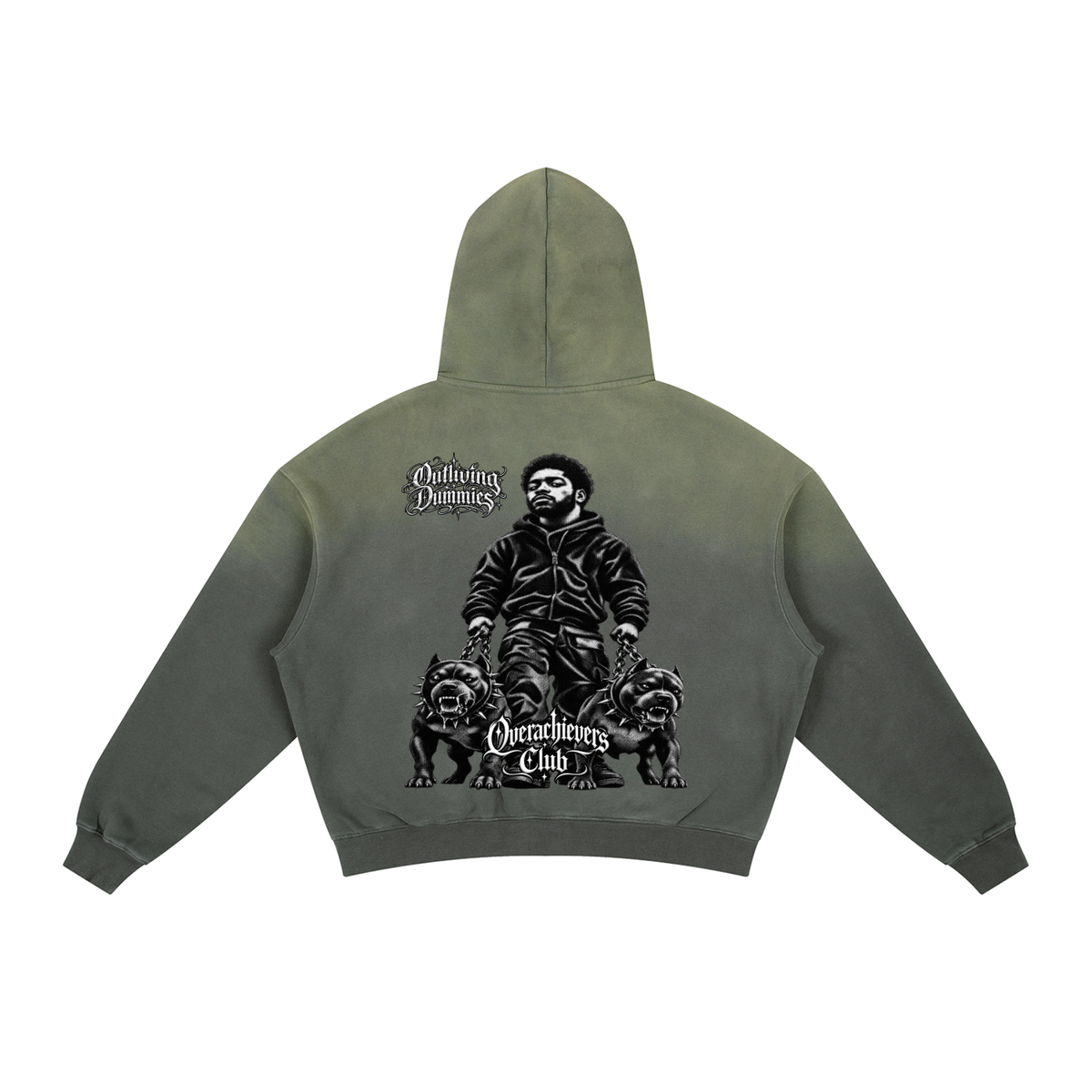 Overachievers Club' Frayed Sunfade Boxy Fleece Hoodie & Sweatpant