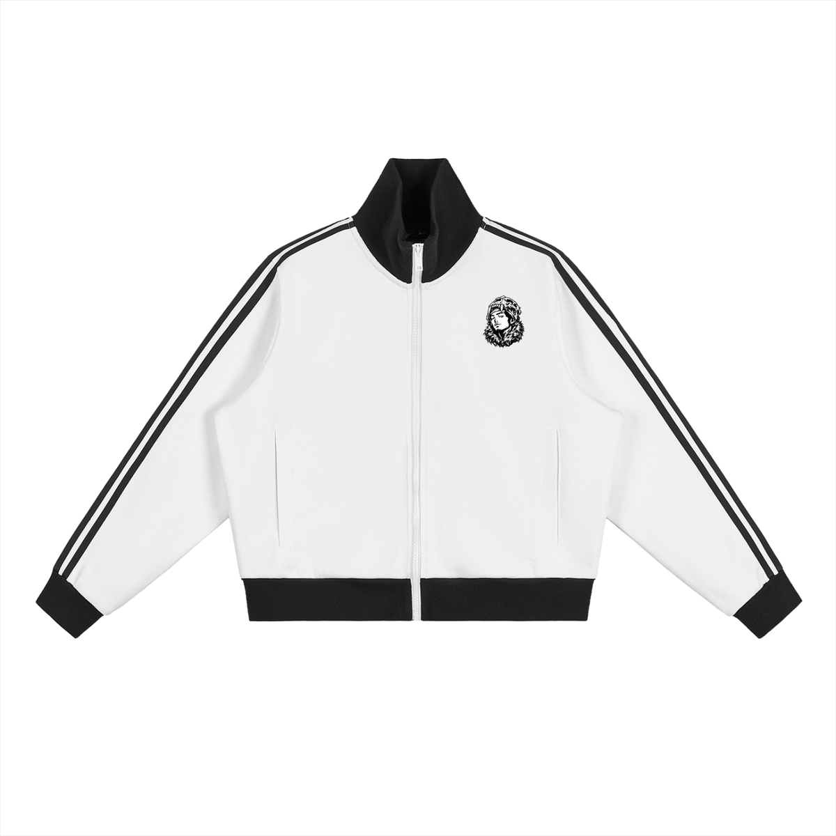 Overachievers Club' Contrast Side Stripe Fleece Cropped Track Jacket