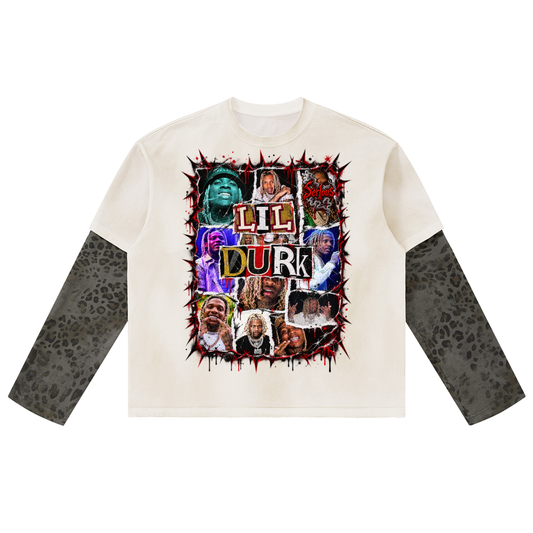 Durk' Vintage Wash Leopard Paneled Layer T-Shirt