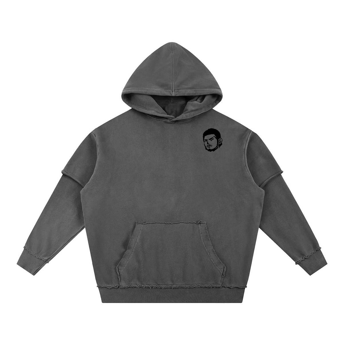 Overachievers Club' Snow Washed Raw Edge Double Layered Hoodie & Sweatpant