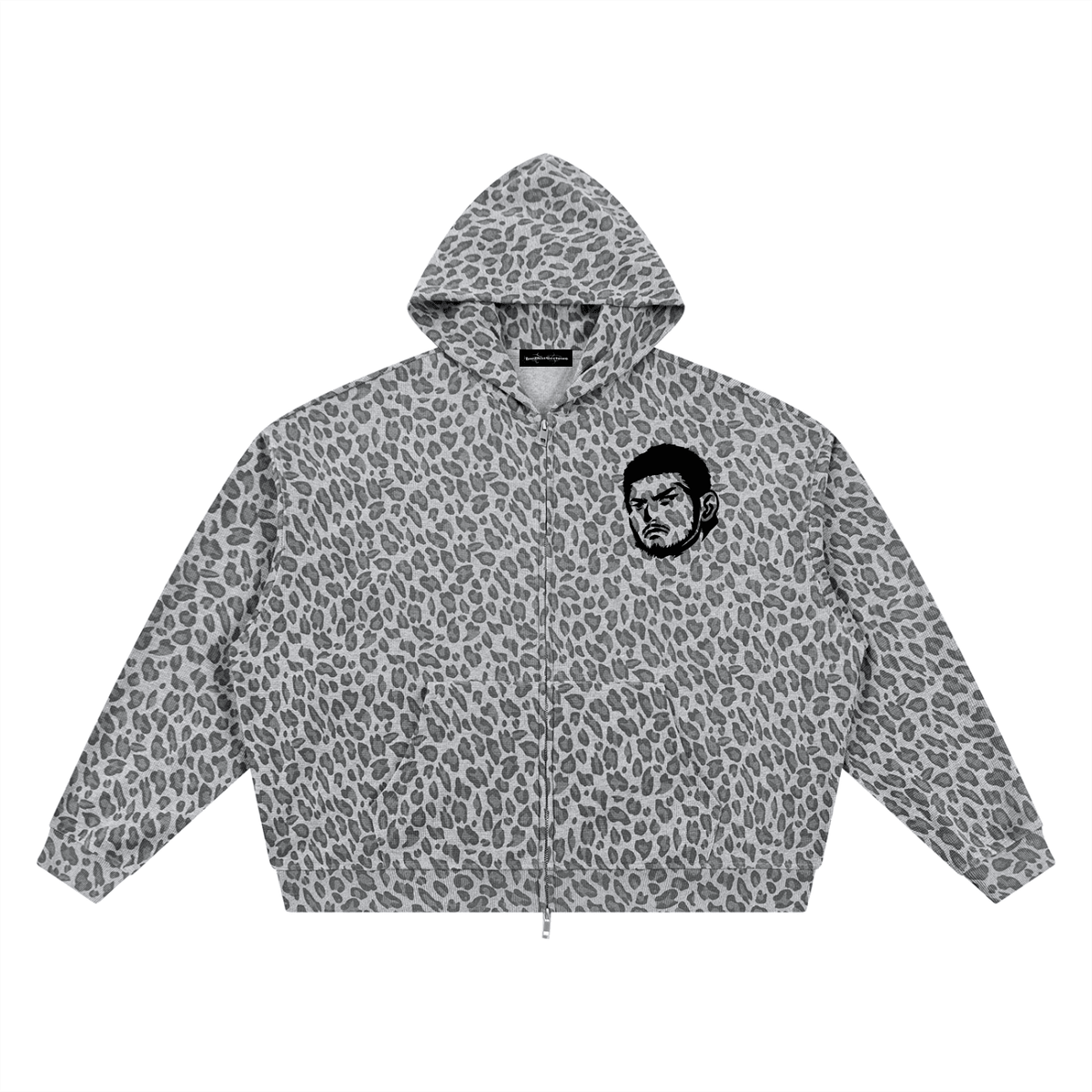 Overachievers Club' Leopard Print Waffle Full Zip Hoodie - ImThatSerious