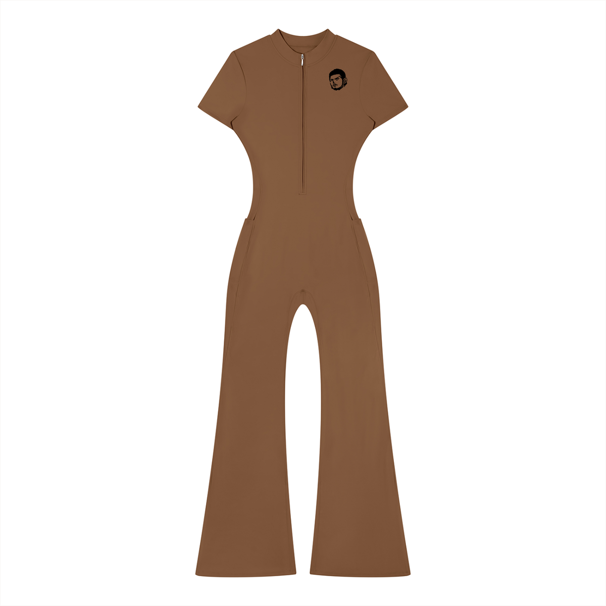 Overachievers Club' Women’s Tight Flared Leg Quarter-Zip Jumpsuit
