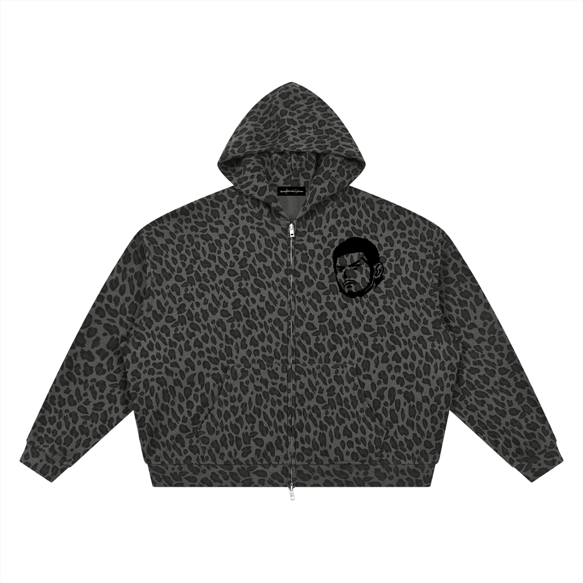 Overachievers Club' Leopard Print Waffle Full Zip Hoodie - ImThatSerious