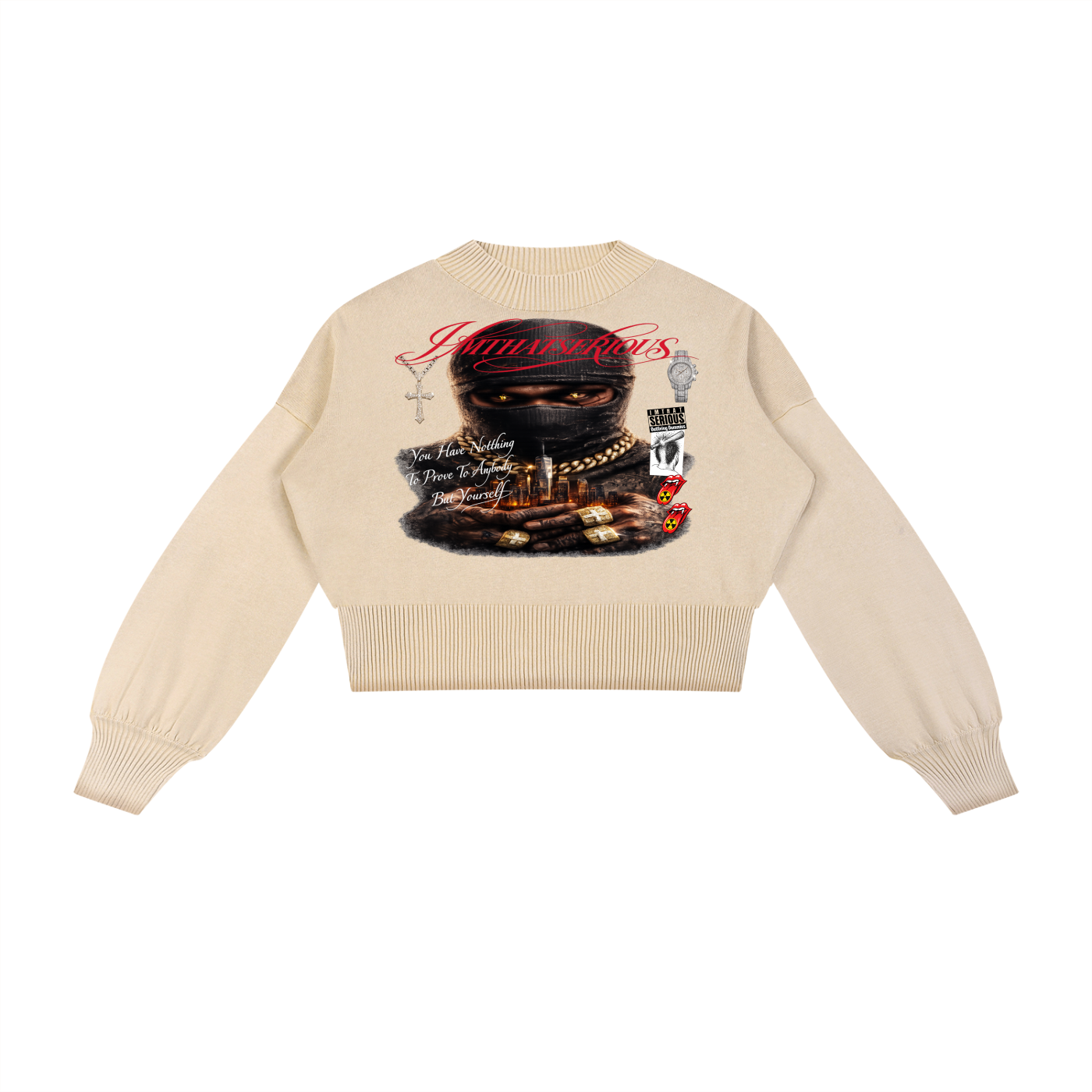 Mineral Wash Balloon Sleeve Cropped Sweater