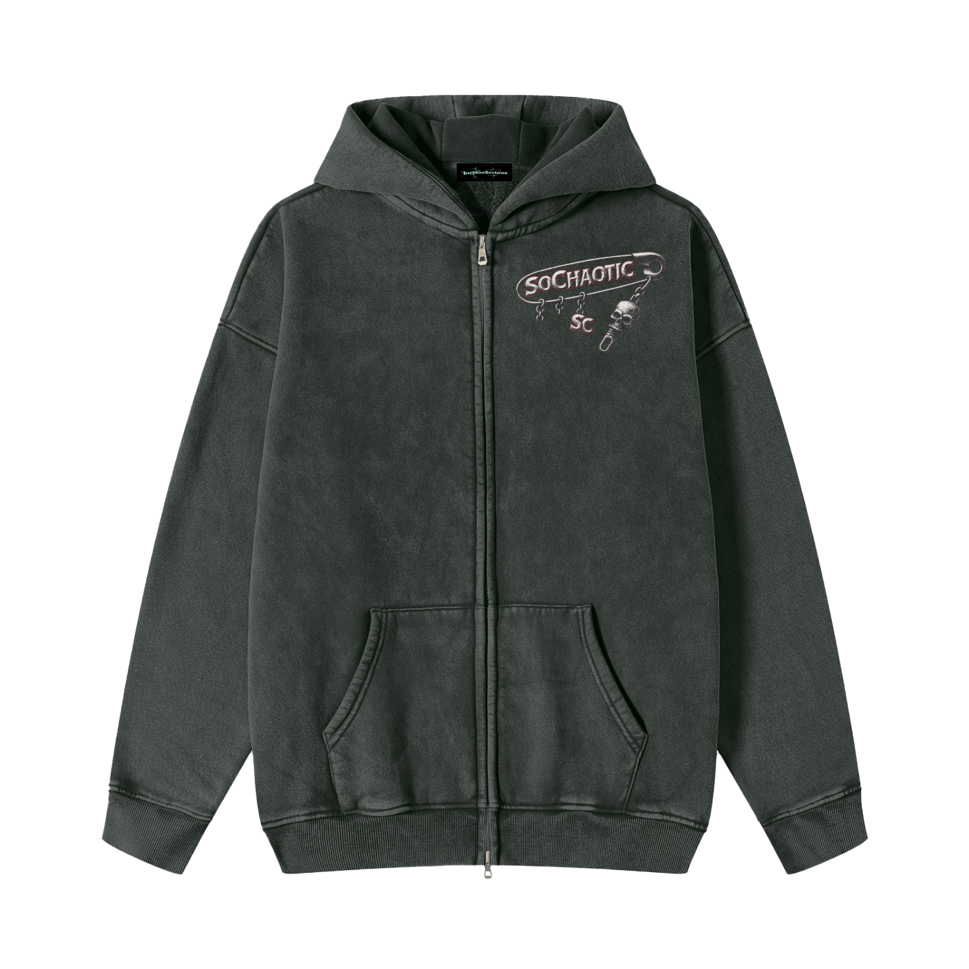 SoChaotic' Snow Washed Zip Fleece Hoodie Fit