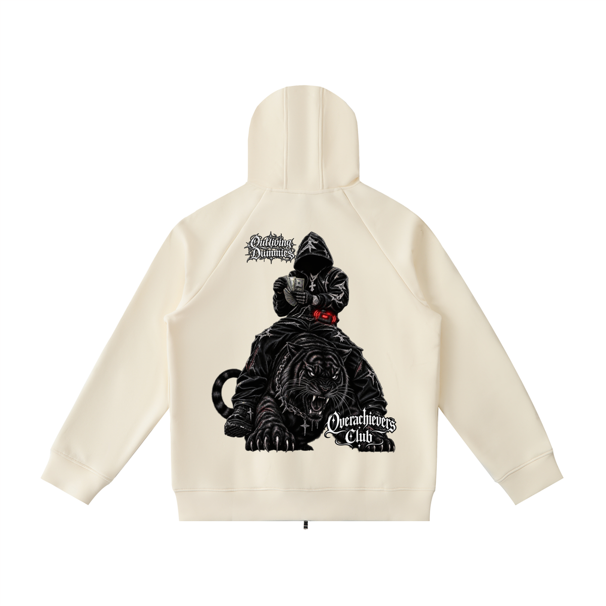 Overachievers Club' High Neck  Zip-Up Hoodie, Sweatpant & Sweatshirt Fit