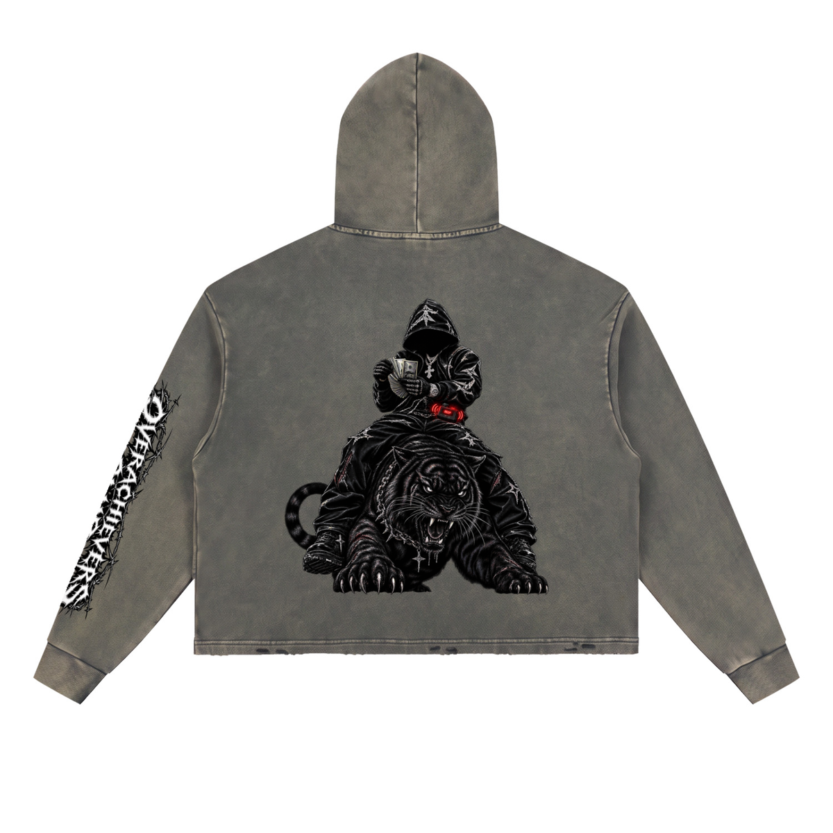 Overachievers Club' Vintage Washed Frayed-Hem Hoodie