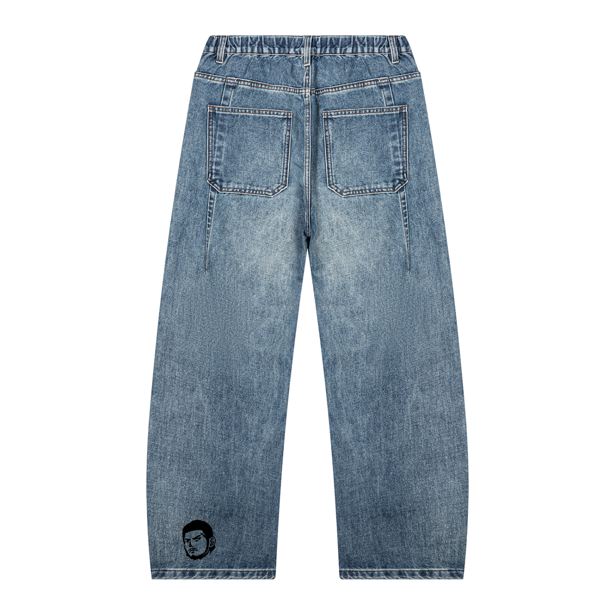 Vintage Wash Barrel Leg Denim Jeans