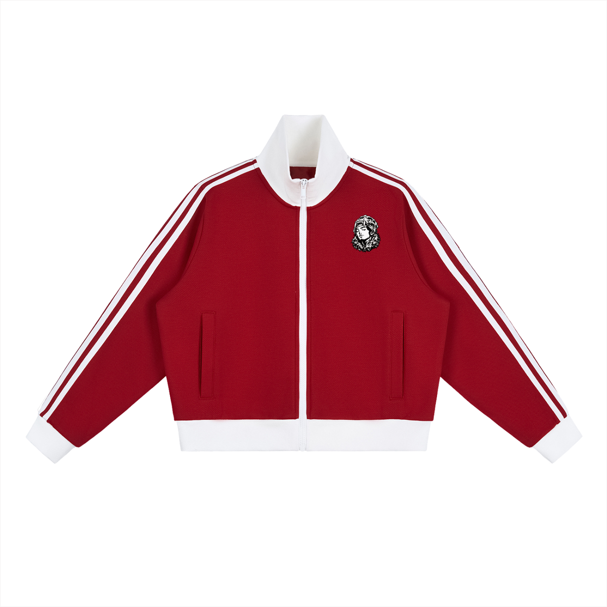 Overachievers Club' Contrast Side Stripe Fleece Cropped Track Jacket