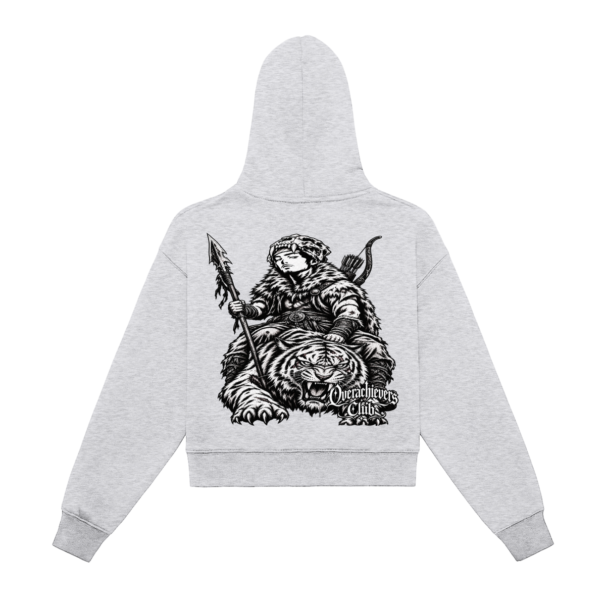 Overachievers Club' Fleeced Zip-Up Cropped Hoodie