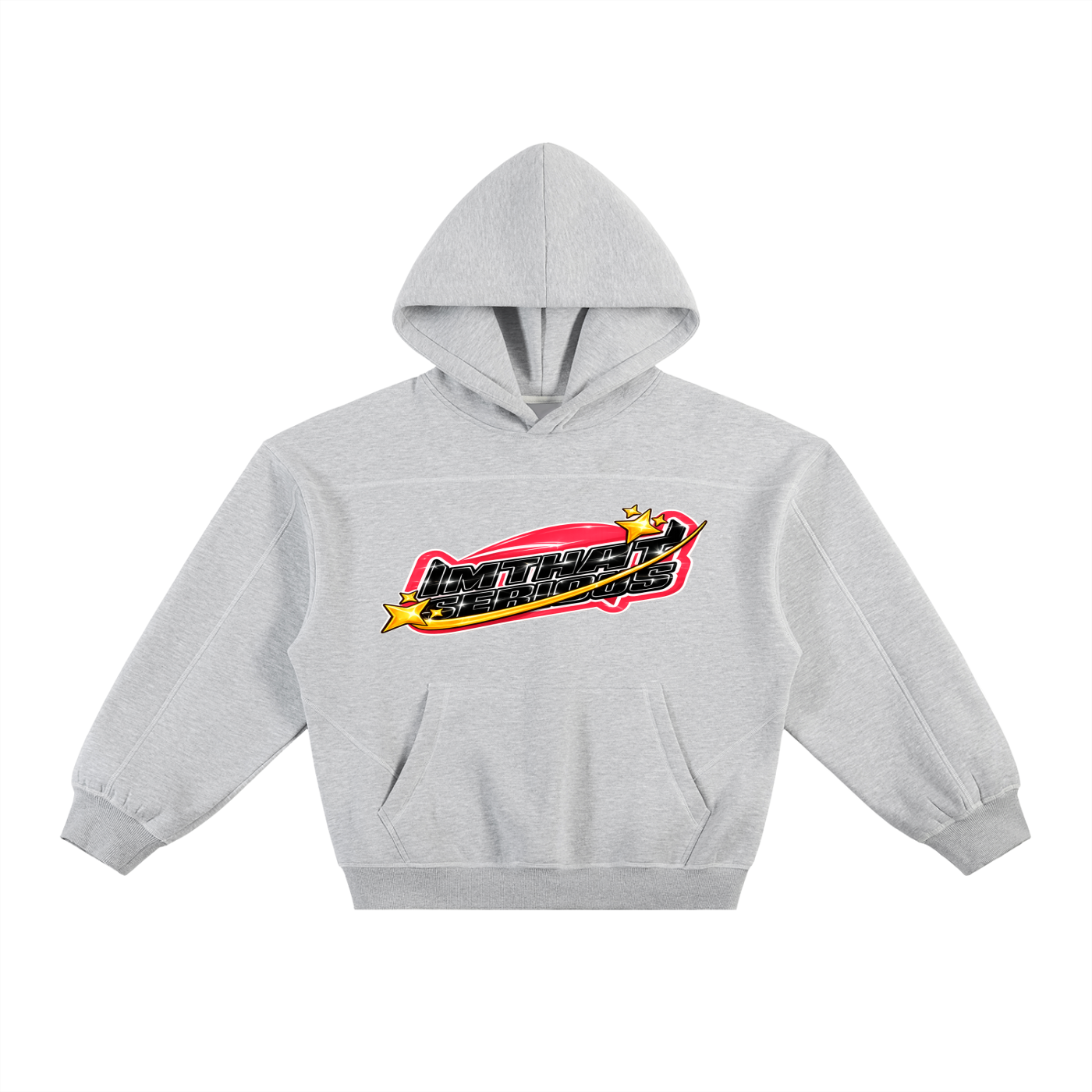 Contrast-Stitched Boxy Fleece Hoodie