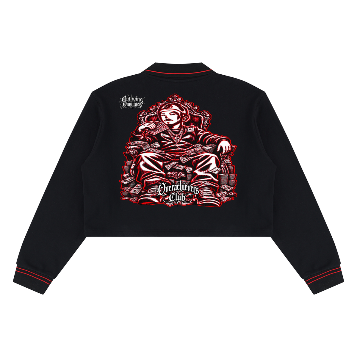 Overachievers Club' Women’s Crop Collared Sweatshirt