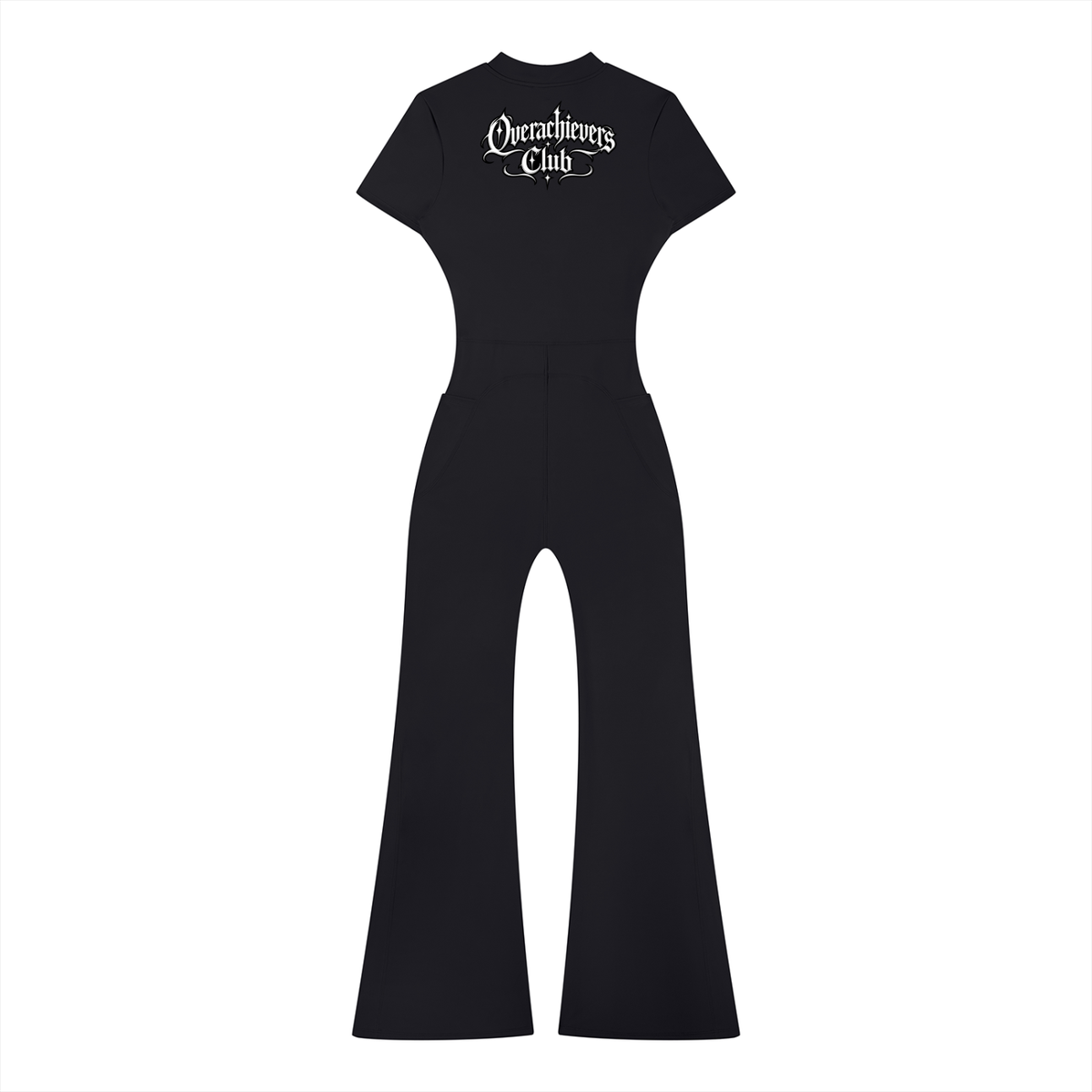 Overachievers Club' Women’s Tight Flared Leg Quarter-Zip Jumpsuit