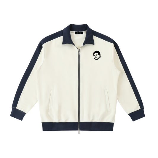 Overachievers Club' Contrast Trim Stand Collar Jacket & Sweatpant