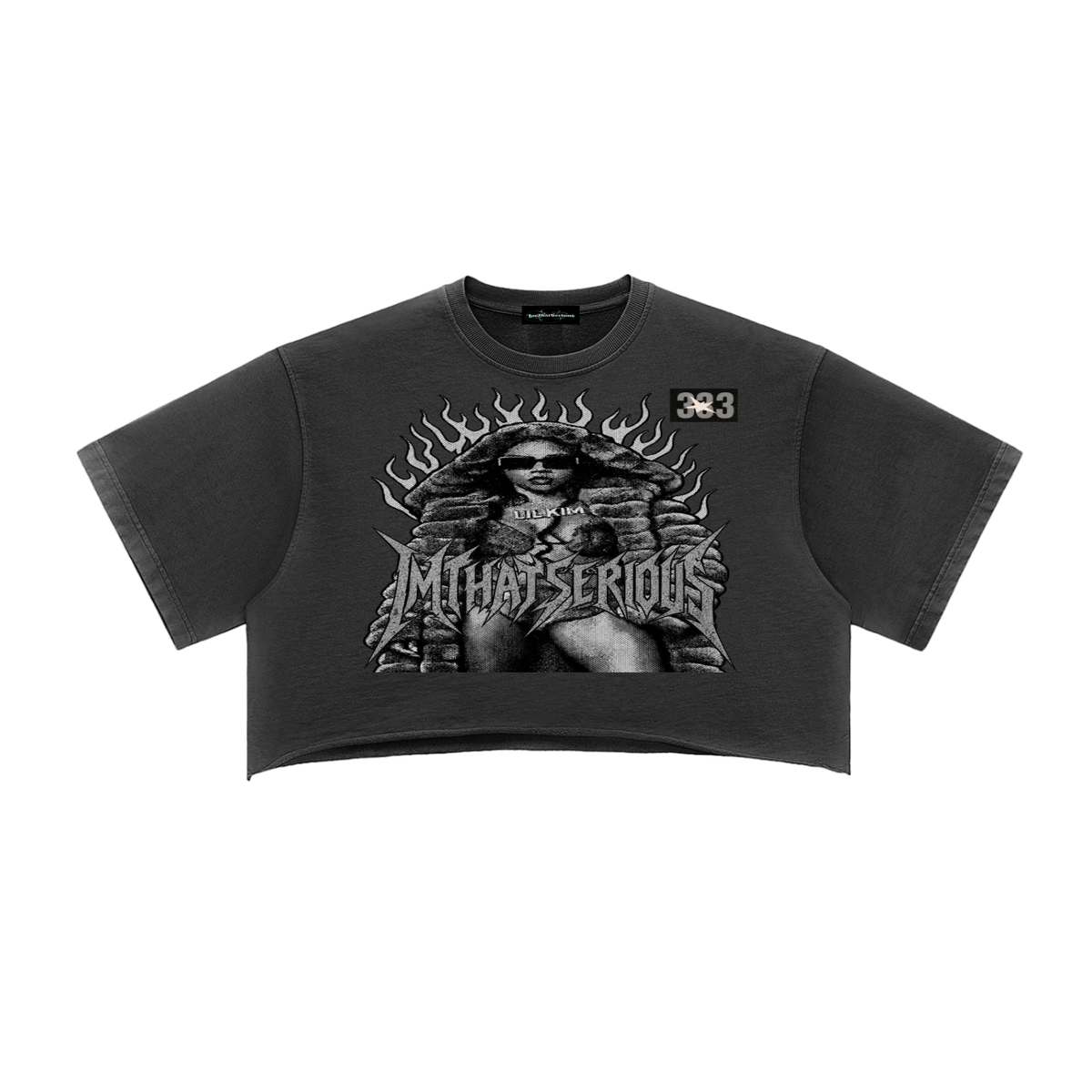 Lil Kim' Snow Washed Raw Edge Crop Top & Short Fit