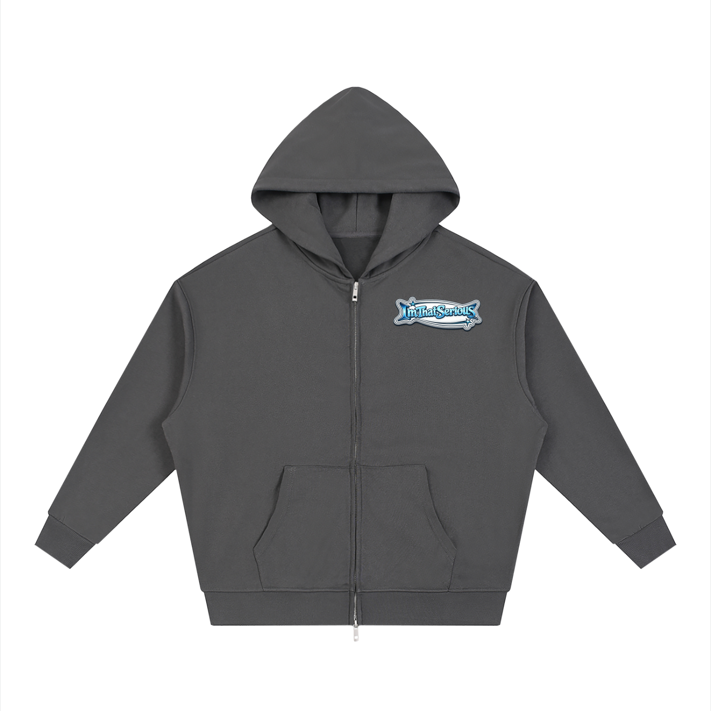 Unisex Loose Solid Full Zip Hoodie