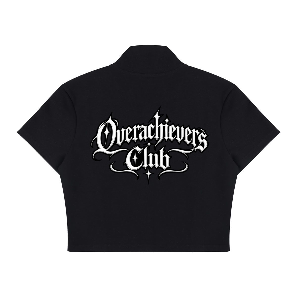 Overachievers Club' Women's Cropped Full Zip Short Sleeve T-Shirt